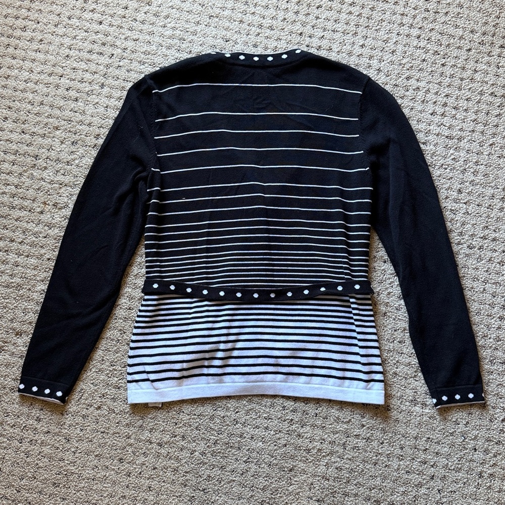 Talbots Black and White Polka Dot Cardigan Size Petite Small - Picture 9 of 9
